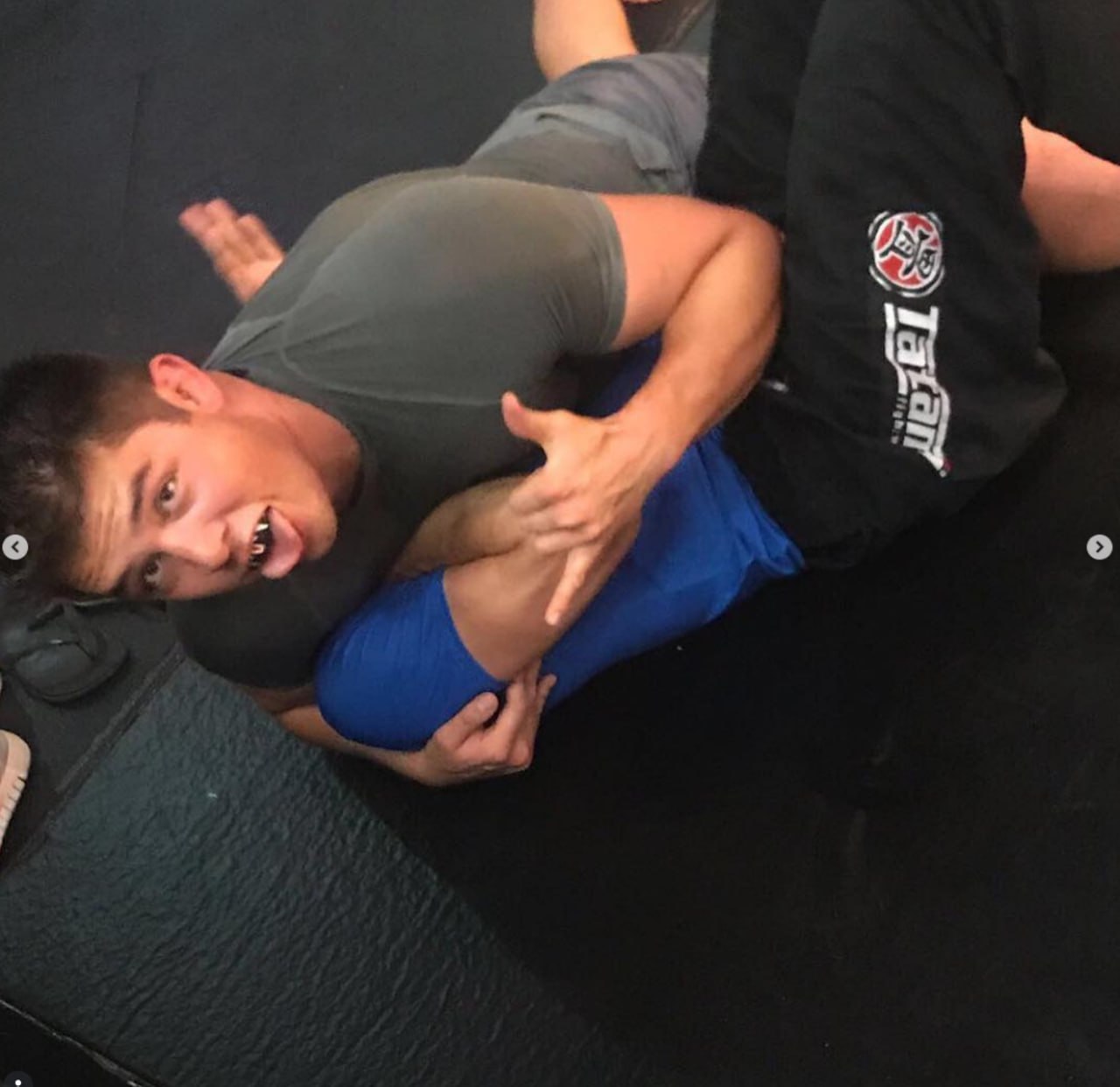 Ed demonstrating groundwork during MMA training